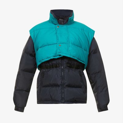 Upcycled logo-print shell-down puffer jacket