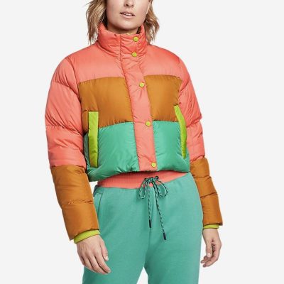 Color Block Poly Puffer Jacket