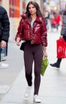 Emily Ratajkowski Leather Puffer Jacket