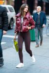Emily Ratajkowski Leather Puffer Jacket