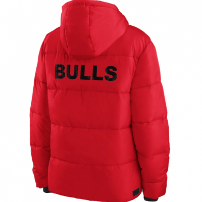 Erin Andrews Red Chicago Bulls Puffer Jacket