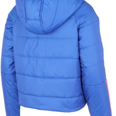 Girls Hooded Puffer Dark Blue Nylon Jacket