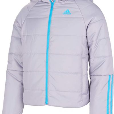 Girls Hooded Puffer Gray Jacket