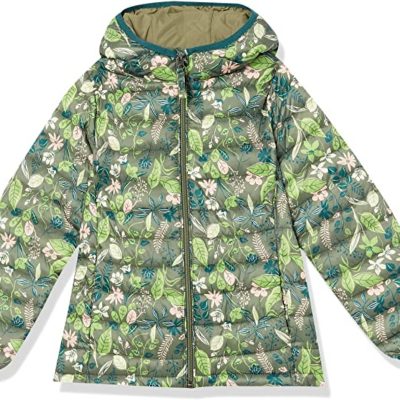 Girls Lightweight Green Puffer Hooded Jacket