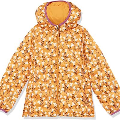 Girls Lightweight Yellow Puffer Hooded Jacket