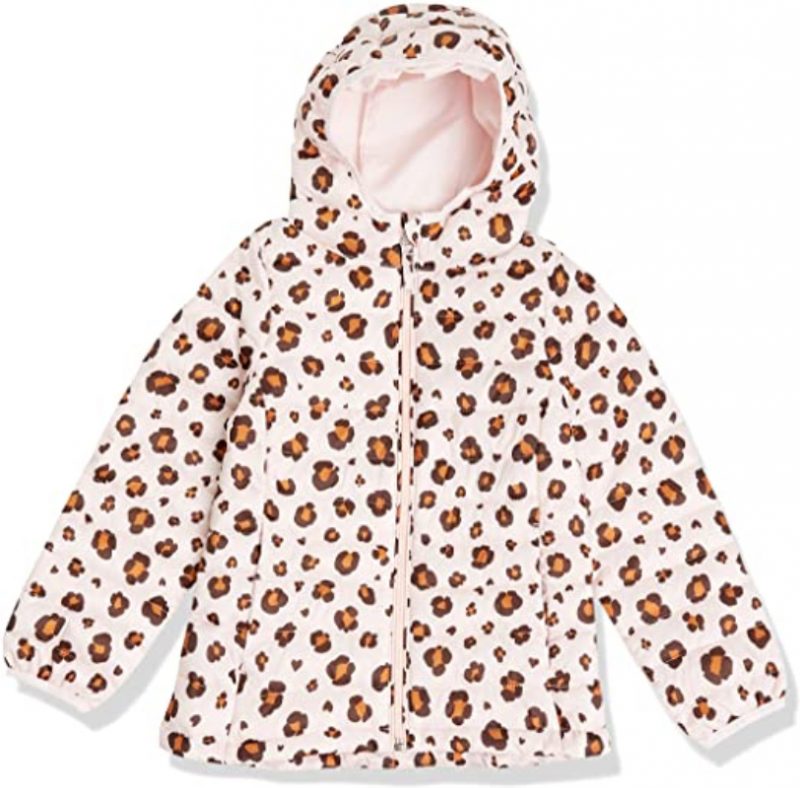 Girls Lightweight Yellow Puffer Hooded White Jacket