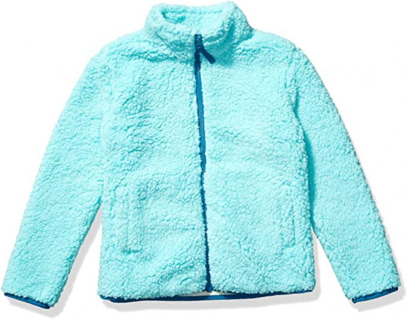 Girls Sherpa Fleece Aqua Blue Jacket