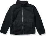Girls Sherpa Fleece Black Jacket
