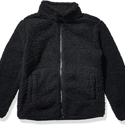 Girls Sherpa Fleece Black Jacket