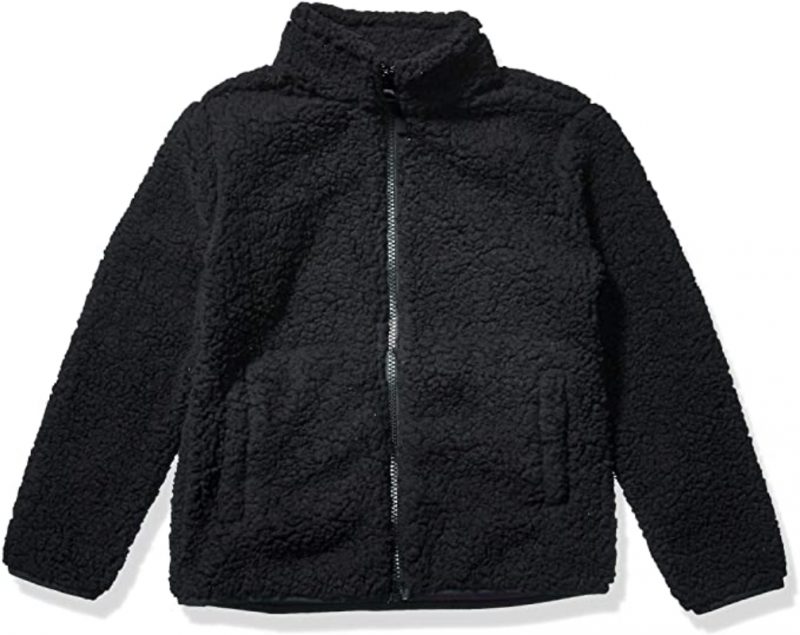 Girls Sherpa Fleece Black Jacket