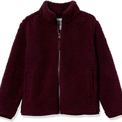 Girls Sherpa Fleece Burgundy Jacket