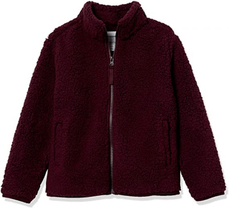 Girls Sherpa Fleece Burgundy Jacket