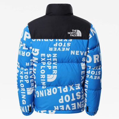Kids 1996 Printed Retro Nuptse Blue Nylon Jacket