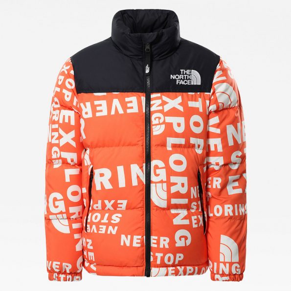 Kids 1996 Printed Retro Nuptse Orange Jacket