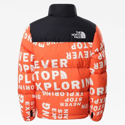 Kids 1996 Printed Retro Nuptse Orange Nylon Jacket