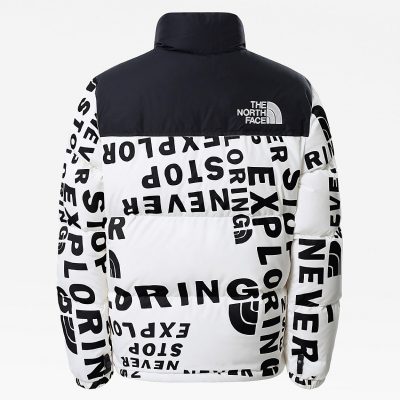 Kids 1996 Printed Retro Nuptse White Nylon Jacket