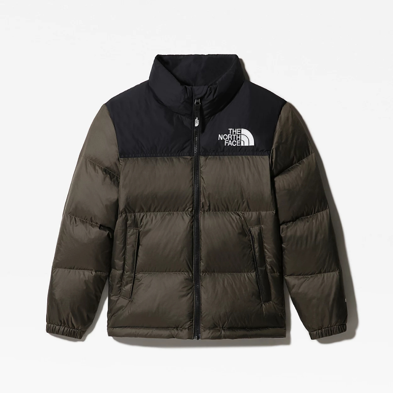 Kids 1996 Retro Nuptse Taupe Green Jacket - The Puffer Jackets