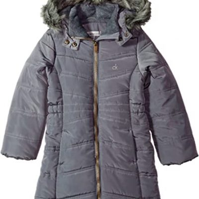 Kids Calvin Klein Long Puffer Gray Coat