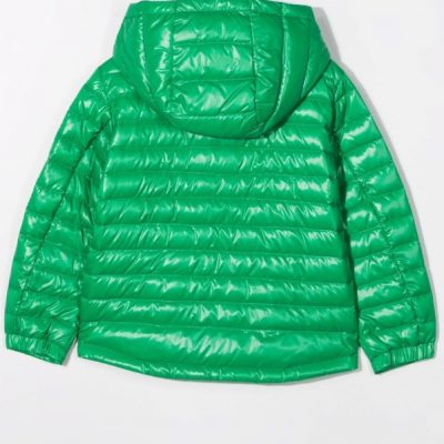 Kids Green Puffer Hooded Green Jacket