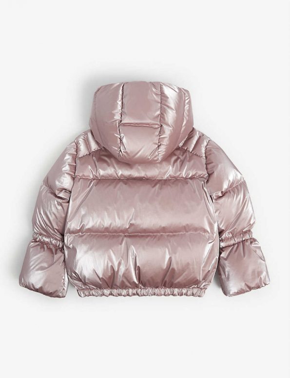 Kids Herrince Quilted Shell Hooded Puffer Pink Jacket