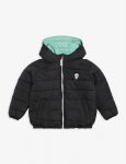 Kids Hooded Black Polyester Puffer Jacket