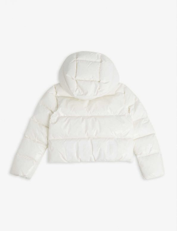 Kids Logo-Embroidered Shell Puffer White Jacket