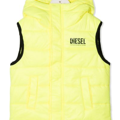 Kids Logo Print Padded Yellow Vest