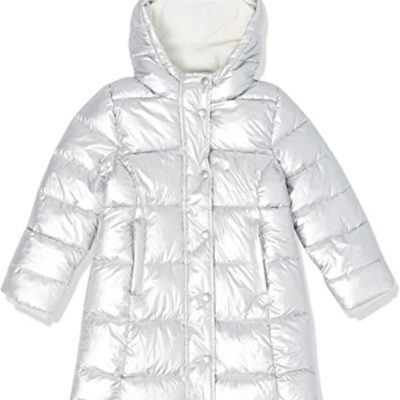 Kids Long Heavy-Weight Silver Puffer Coat