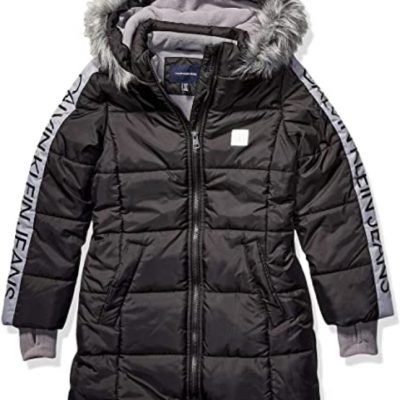 Kids Long Puffer Aerial Black Silverware Coat