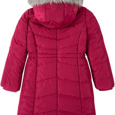 Kids Long Puffer Aerial Red Coat