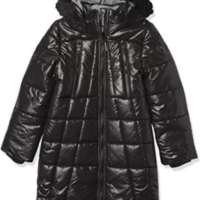 Kids Long Puffer Sport Black Coat