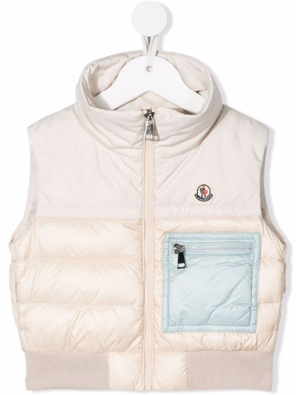 Kids Pale Pink Panelled Puffer Vest - The Puffer Jackets