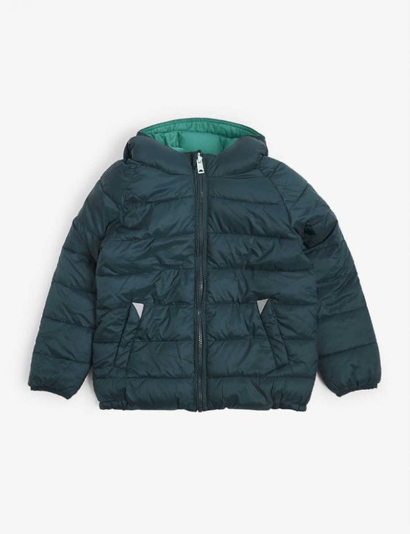 Kids Quilted Shell Hooded Navy Blue Puffer Jacket