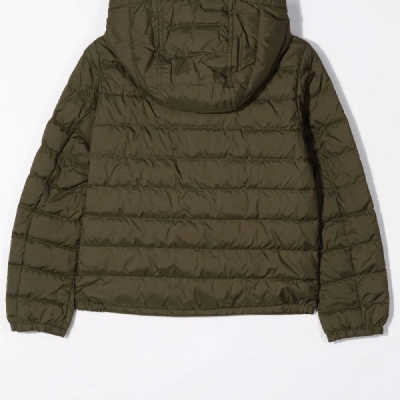 Kids Sundance Hooded Green Nylon Jacket