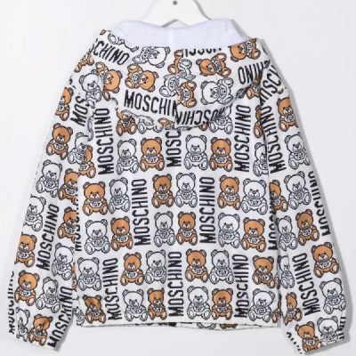 Kids Teddy Bear Motif Hooded Wool Jacket