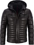 Mens-Real-Leather-Jacket-Puffer-Hooded-Fully-Quilted-Design