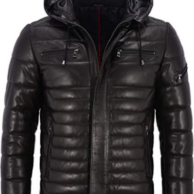 Mens Real Puffer Hooded Jacket Quilted Design