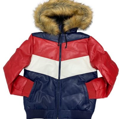 Multicolored Fur Hooded Puffer Jacket