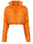 Polyester-Crop-Orange-Puffer-Jacket