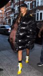 Rihanna Long Puffer Black Coats