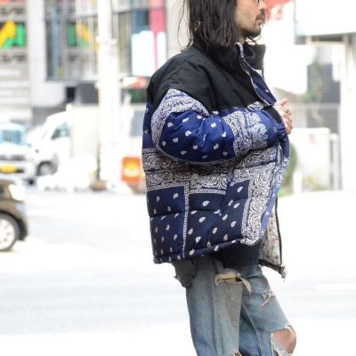 USA Unisex Bandana Blue Puffer Jacket