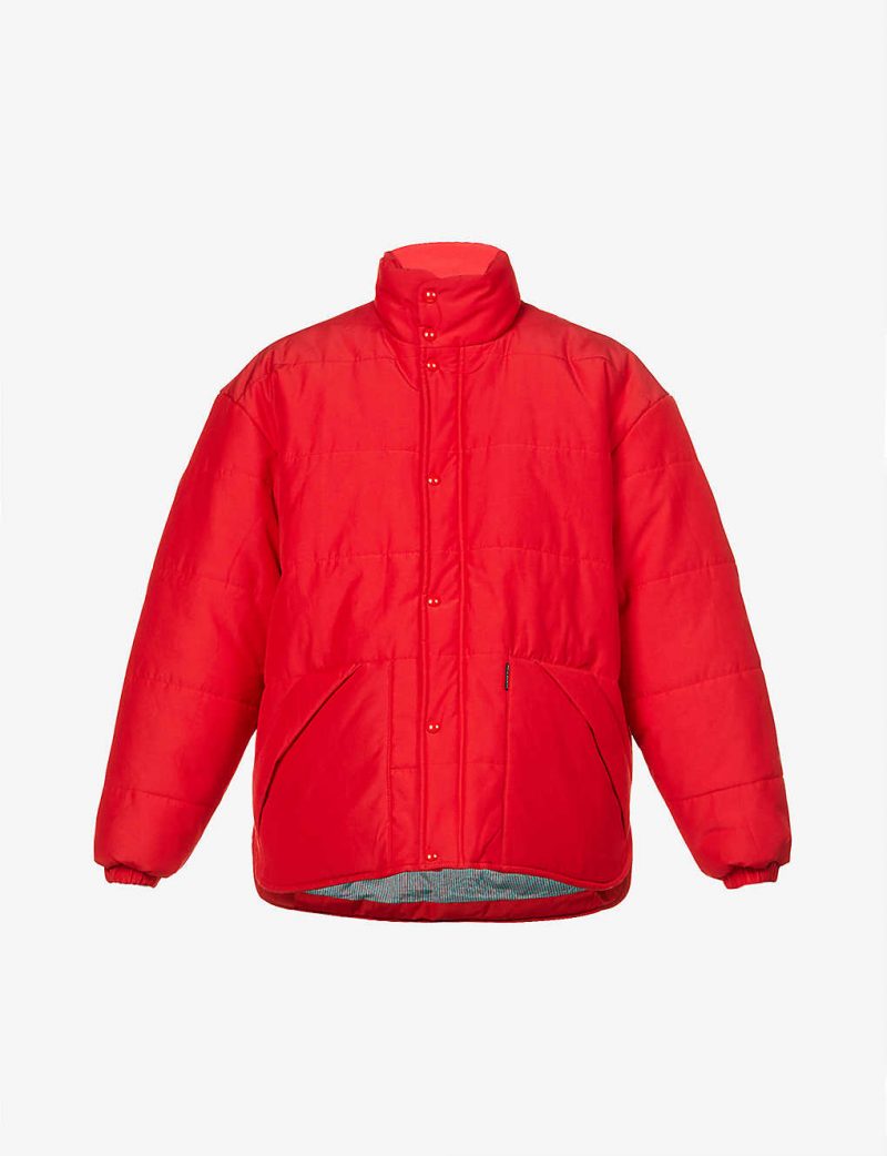 Quilted funnel-neck shell puffer jacket