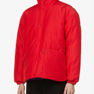 Quilted funnel-neck shell puffer jacket