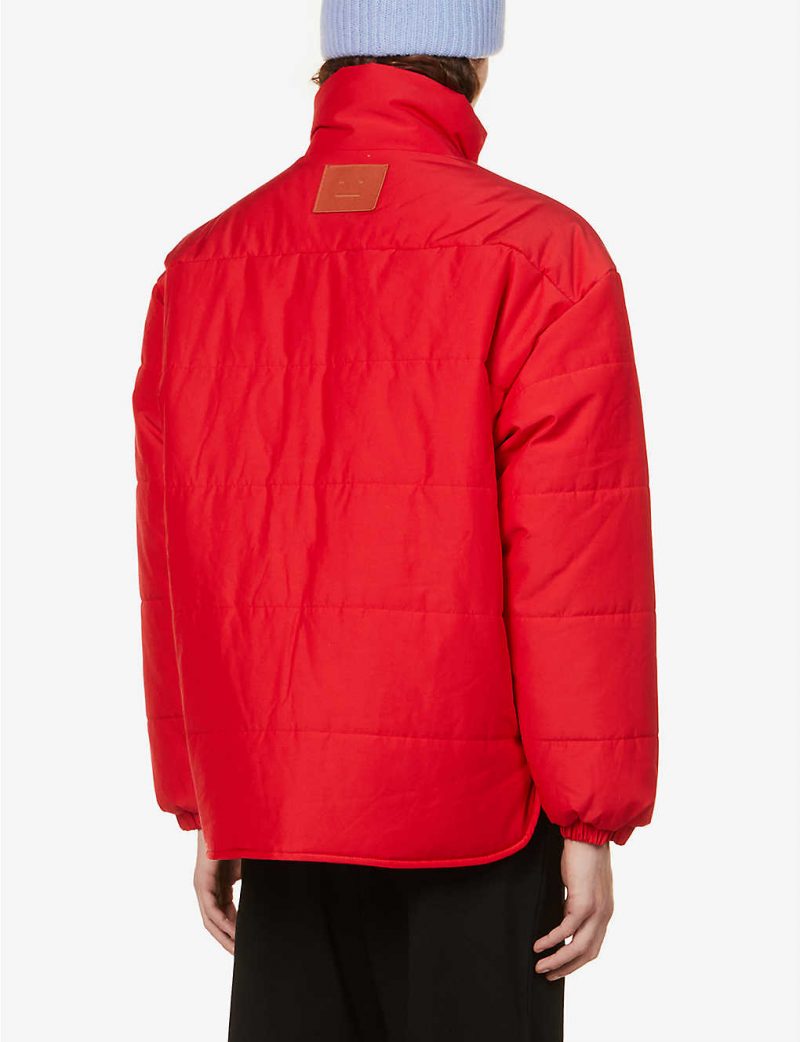 Quilted funnel-neck shell puffer jacket