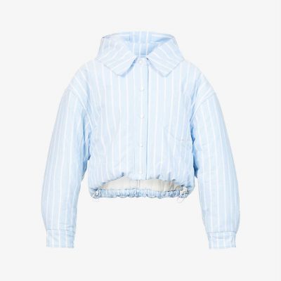 Oxford striped quilted-cotton jacket