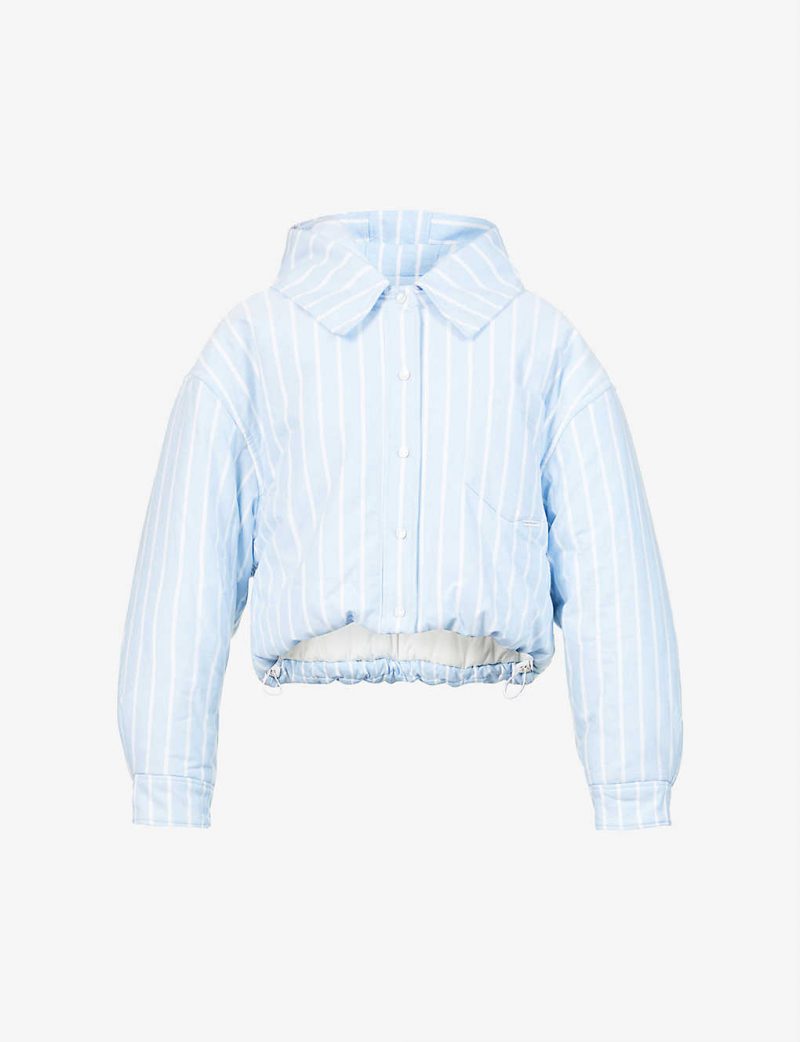 Oxford striped quilted-cotton jacket