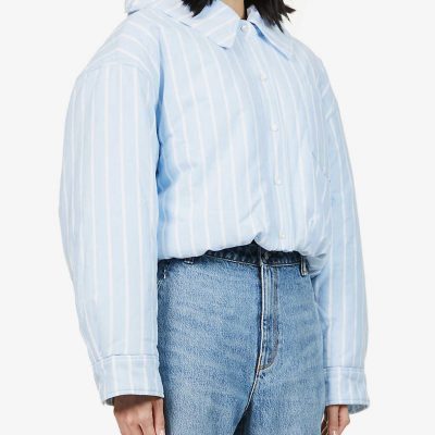 Oxford striped quilted-cotton jacket