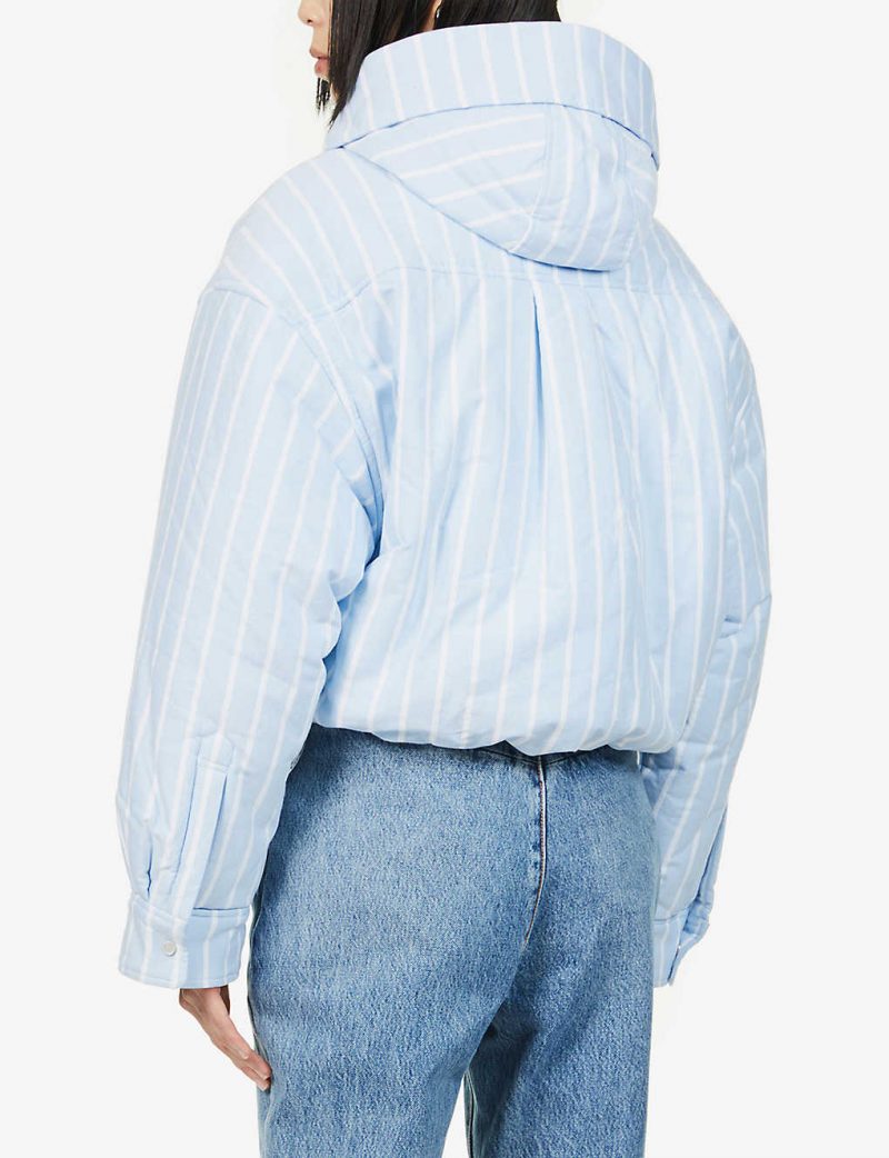 Oxford striped quilted-cotton jacket