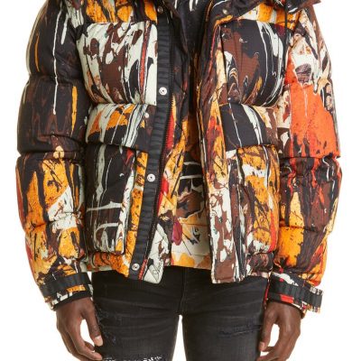 Paint Splatter Hooded Down Ripstop Puffer Jacket AMIRI