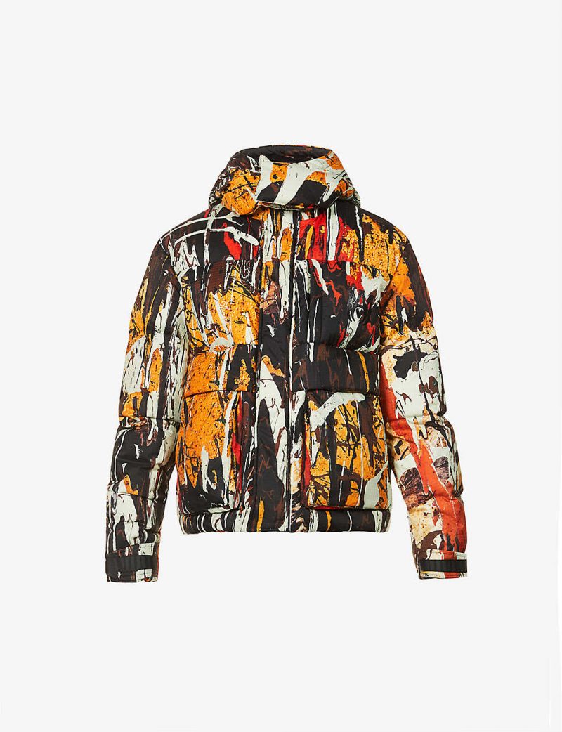Splatter shell-down puffer jacket